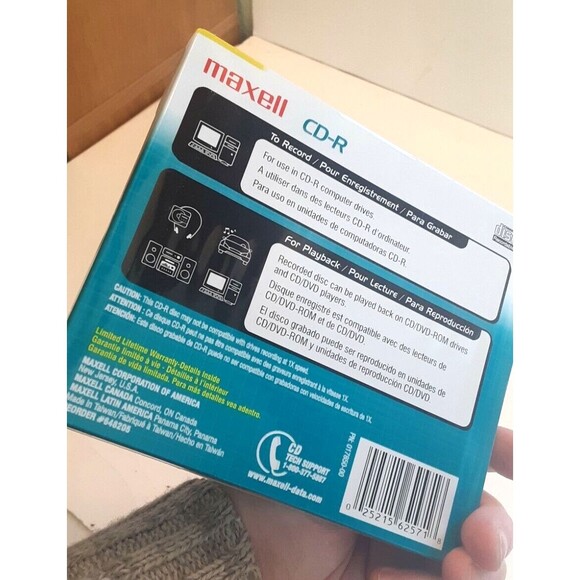 5 PK CD-R Computer Use Discs Maxell 48x 700MB 80min NEW & CD Cleaning Tissues - Picture 4 of 6